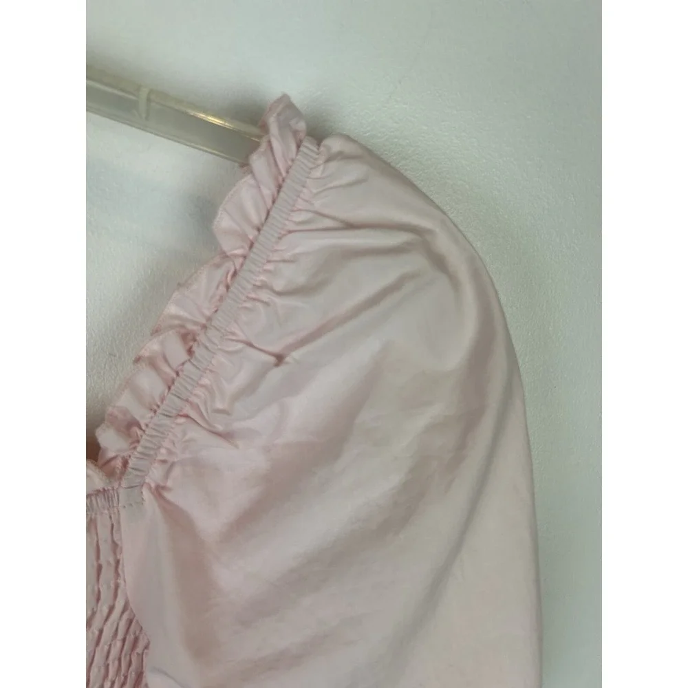 Mi Ami Dress Womens M Pink Smocked Mini Cottagecore Coquette Feminine Milkmaid